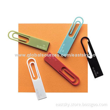 Promotional Paper Clip USB Flash Drive, USB2.0 Interface, Compatible with USB1.1New